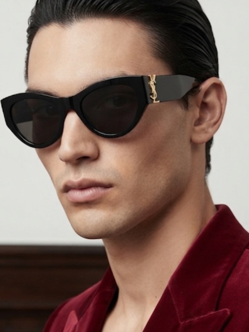 YSL Unisex Gold Tone Emblem Sunglasses